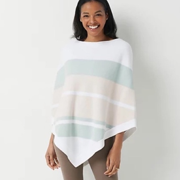 BAREFOOT Dreams CozyChic Ultra Lite Ocean Breeze Poncho Pink Multi Stipe OS - Picture 1 of 6